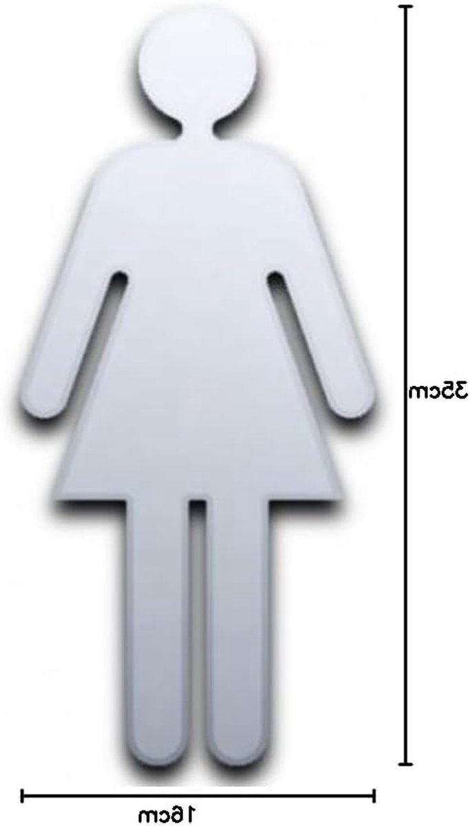 Deur Hanger - WC Bord - Aangeven Toilet - Spiegel Effect - 35 x 16 cm - Zilver