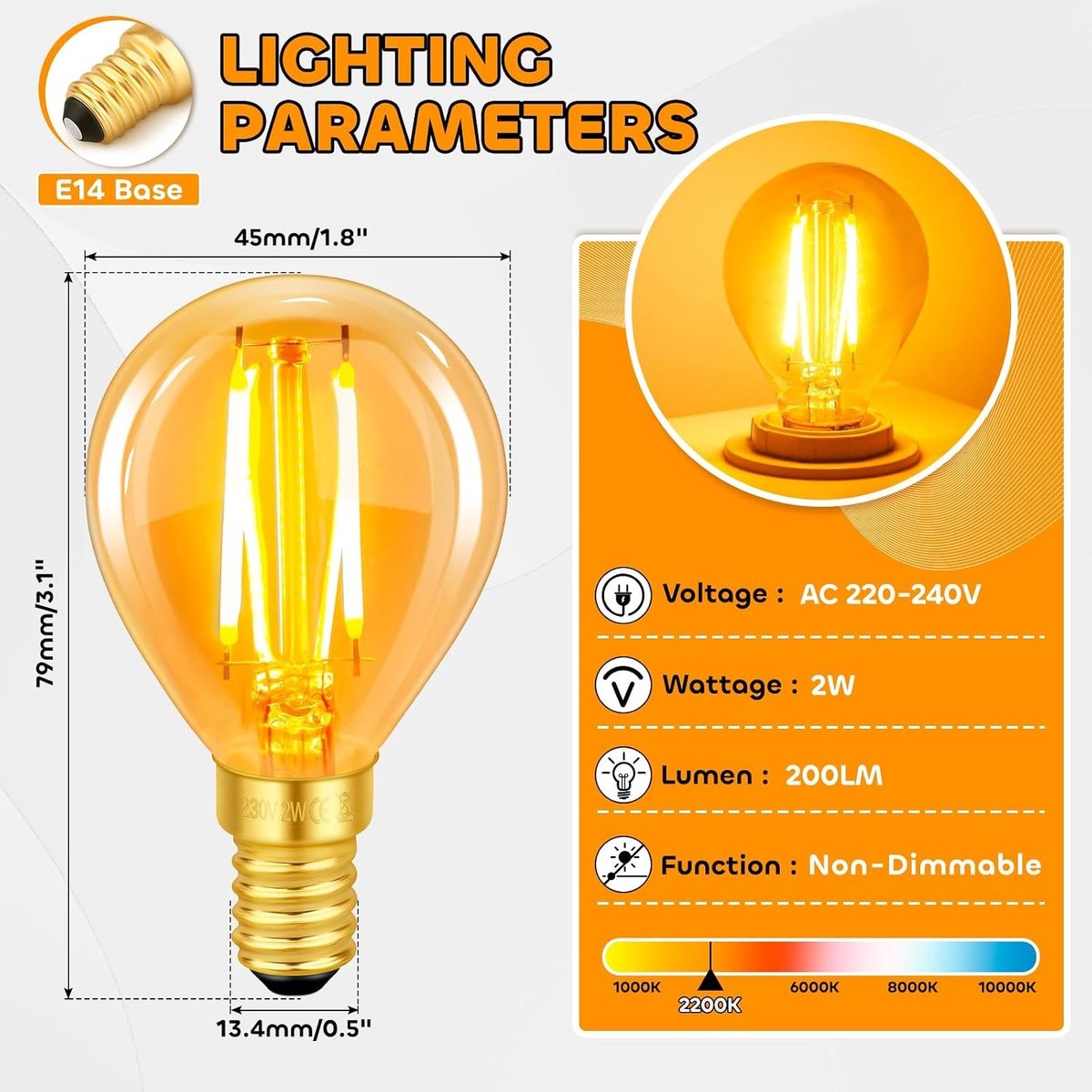 Vintage Gloeilamp - Warm Wit - 2W - LED Filament - Voor Decoratieve Verlichting