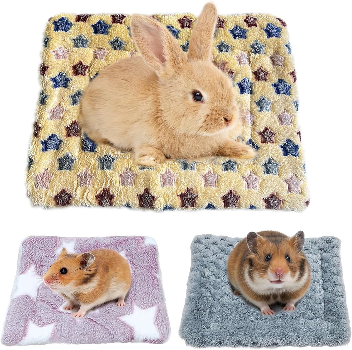 Konijnenhuis - Pluche Bed - Klein - Koraalfleece en Lamsvel - Accessoire voor Kleine Huisdieren