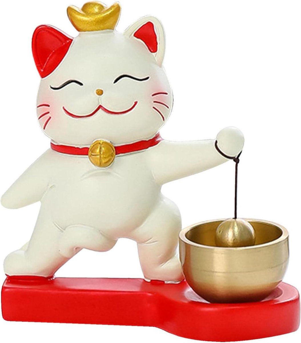 Gelukskattenbel - Deurbel Chime - Entree Decoratie - Stressverminderend Geluid - 89 cm - Bruin