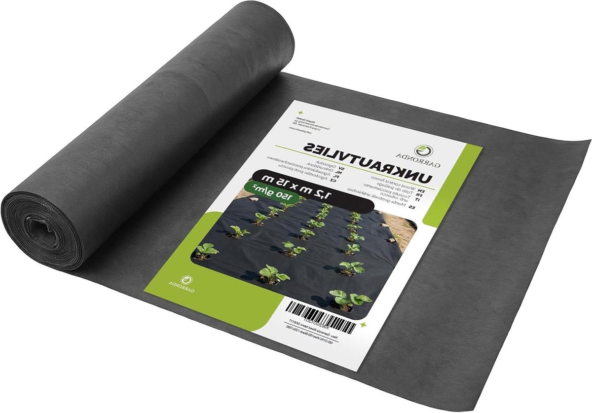 Onkruidvlies Tuinvlies - Bodemdoek Bodemvlies - Onkruid Bestrijden - Scheurvast Waterdoorlatend - 12 x 15 m - Zwart