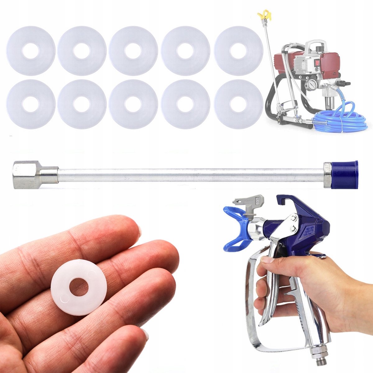 Rosfix Spuitpistool Set - Blue Monster met Spuitmond 517 - 500 bar, 30 cm Hogedruklans, Afdichting
