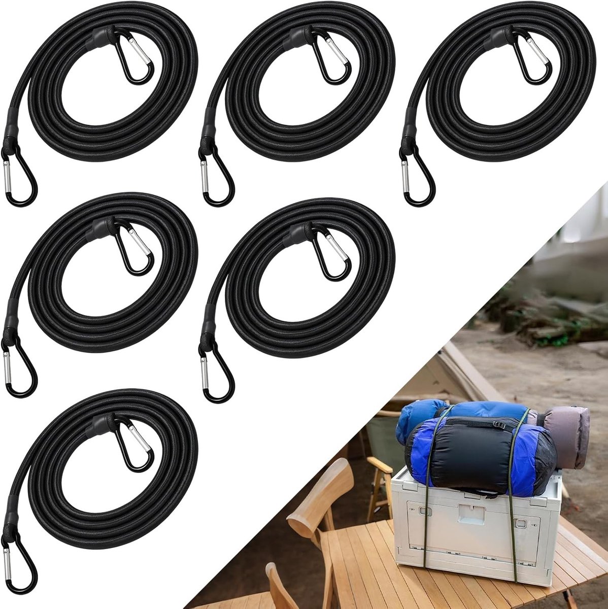Snelbinders fiets - Zwart - 30 cm - Elastische spanbanden met metalen karabijnhaken - Voor veilig bevestigen