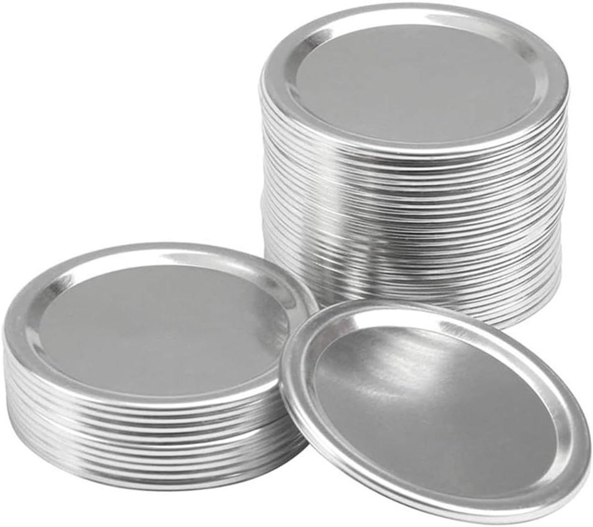Pot Deksels - Inmaak Deksels - Voedsel Bewaren - Luchtdichte Afdichting - 70 mm - Zilver
