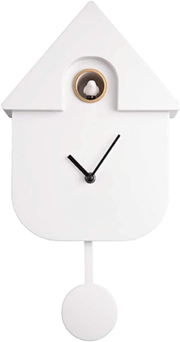 Ploutos® Koekoeksklok - Wandklok met koekoekgeluid - Moderne koekoeksklok - Wit - 22cm x 41cm x 49cm