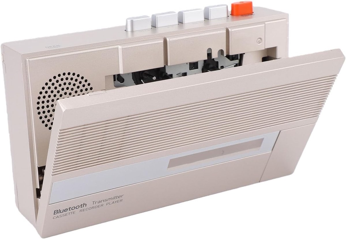 Draagbare cassette speler met Bluetooth, ingebouwde luidspreker, koptelefoonaansluiting en digitale tapeconverter