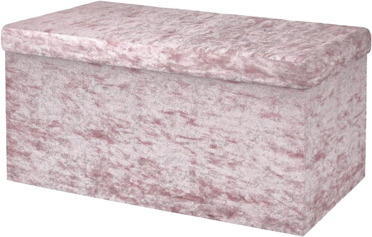 Opvouwbare Poef - Opbergkruk Zetel - Woonkamer Organisatie - Met Opbergruimte - 76x38x38cm - Roze