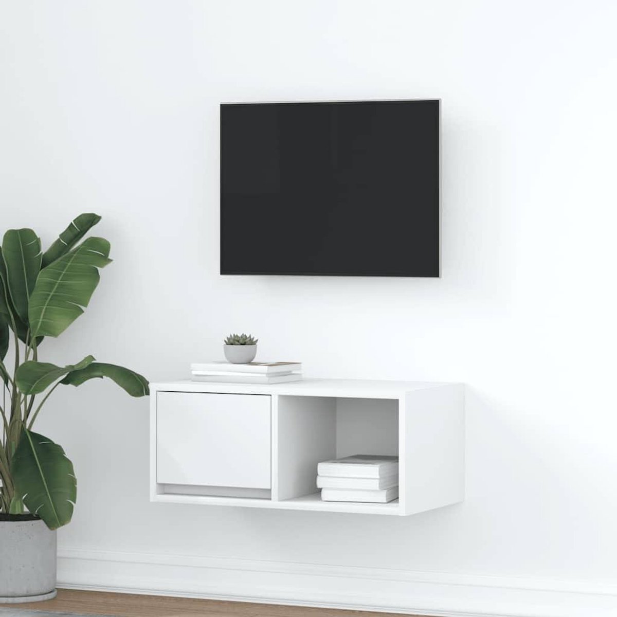 TV-kast Hout - TV meubel Dressoir - Woonkamer Opbergen - Ruimtebesparend Ontwerp - 60 x 31 x 25.5 cm - Wit