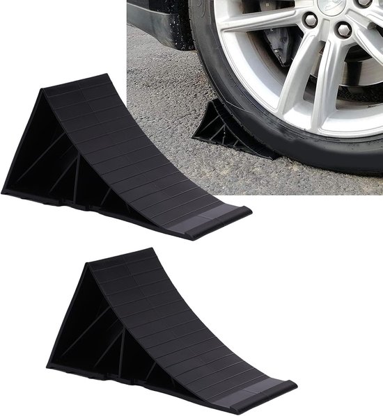 Wielkeg Zwaar - Parkeerblokken Wielstop - Voertuig Beveiligen - Antislip Oppervlak - 23 x 15 x 11 cm - Zwart — afbeelding 4