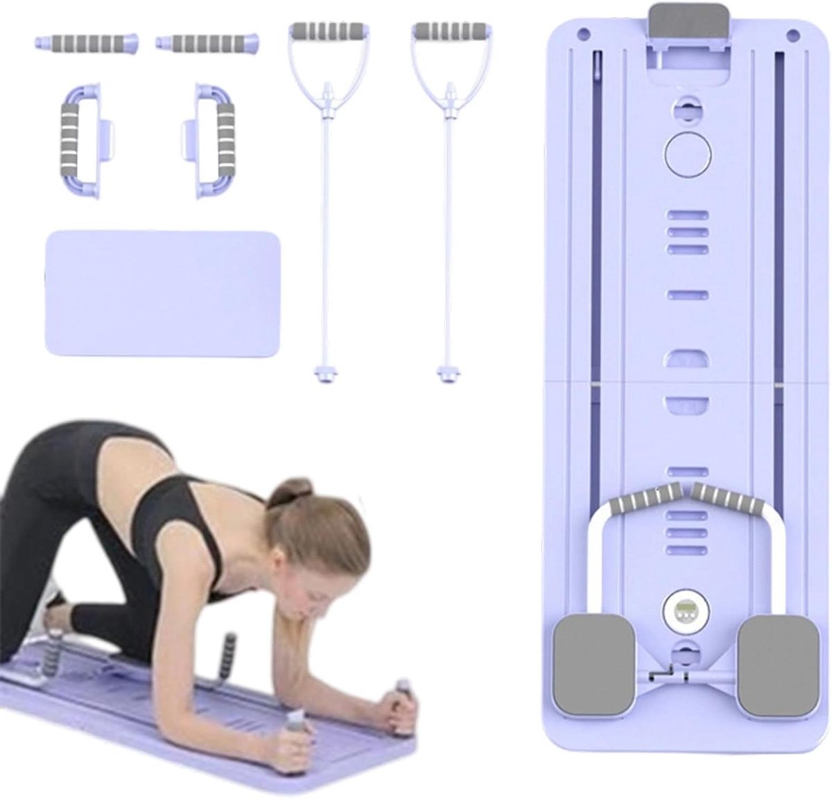 Pilates Reformer Board - Core Trainer - Thuis Fitness - Opvouwbaar Ontwerp - 4.8 kg - Paars