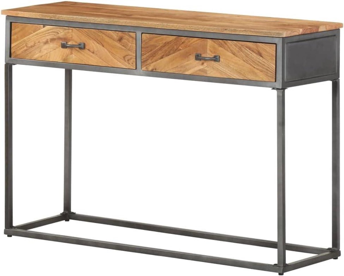 Consoletafel Acaciahout - Haltafel Opbergruimte - Interieur Decoratie - Unieke Houtnerf Afwerking - 110 x 35 x 75 cm - Bruin