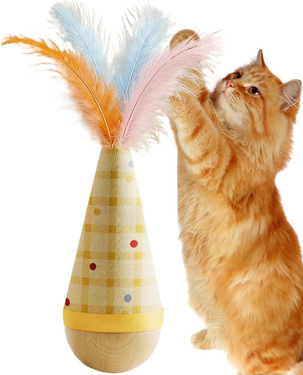 Kattenspeeltje Wobbel - Zelfrichtend spel - Actief spel binnenshuis - Stimuleert natuurlijke nieuwsgierigheid - 20x6x6 cm - Niet gespecificeerd