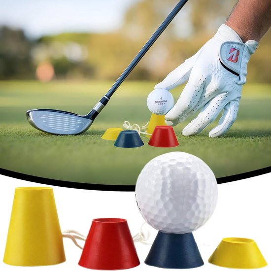 Golftees Rubber - Winter Tees Kunststof Tees - Golfen Buiten - Verschillende Hoogtes - 4 Stuks - Geel Rood Blauw — afbeelding 2