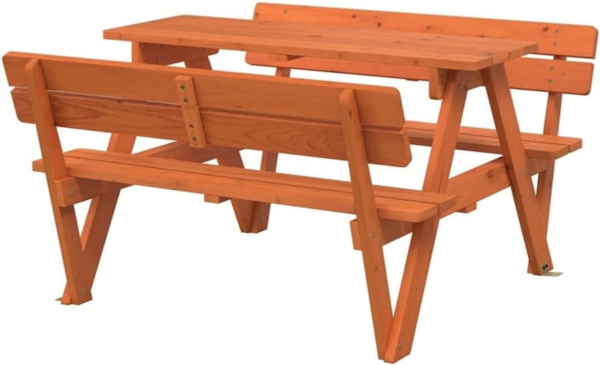 Picknicktafel Bank - Tafel met Banken - Buiten Eten - 2-in-1 Design - 90 x 108 x 54 cm - Donkerbruin