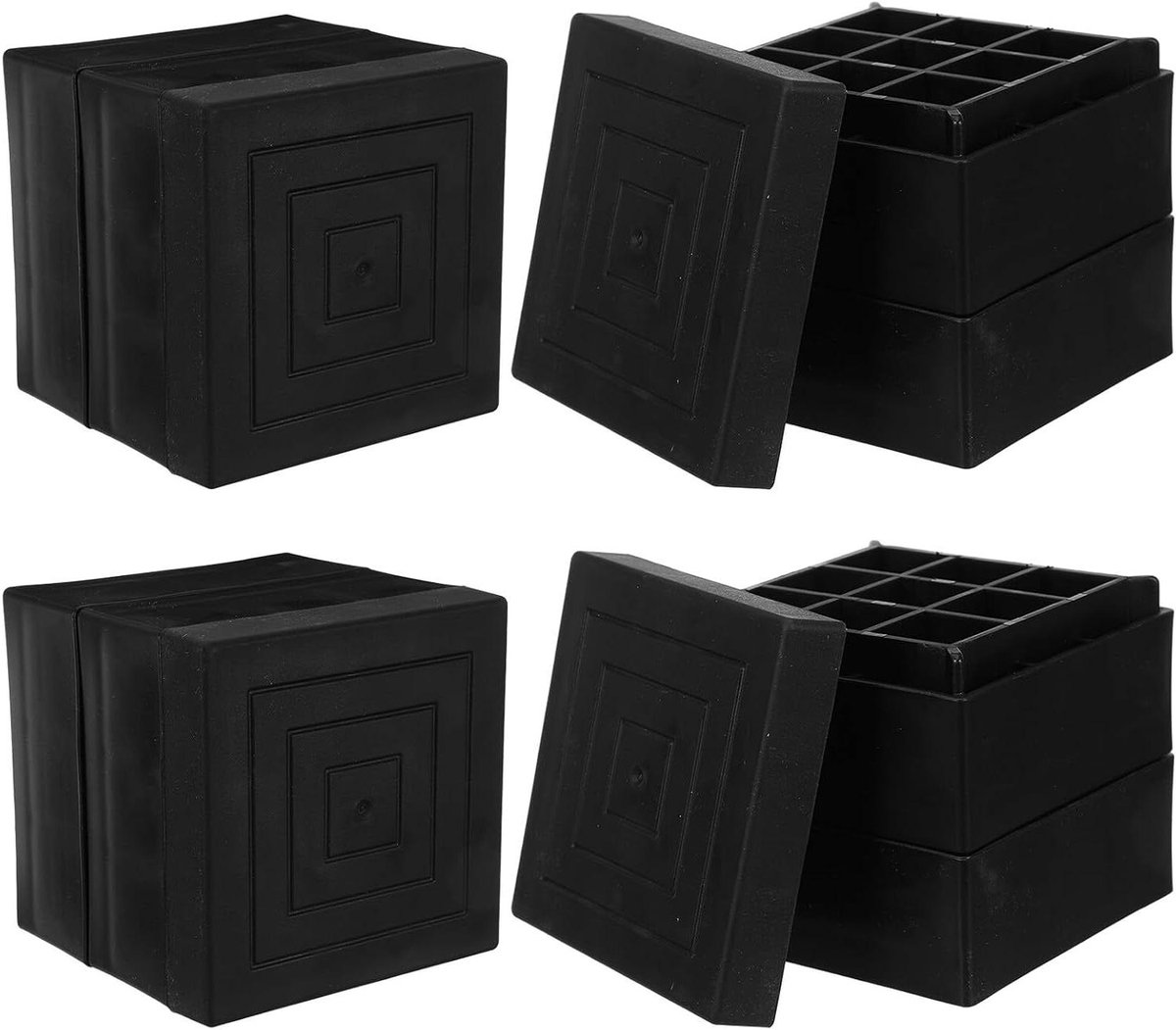 Meubelverhogers - Stoelverhogers Bankpoten - Meubels Verhogen - Stapelbaar Antislip - 4 stuks - Zwart