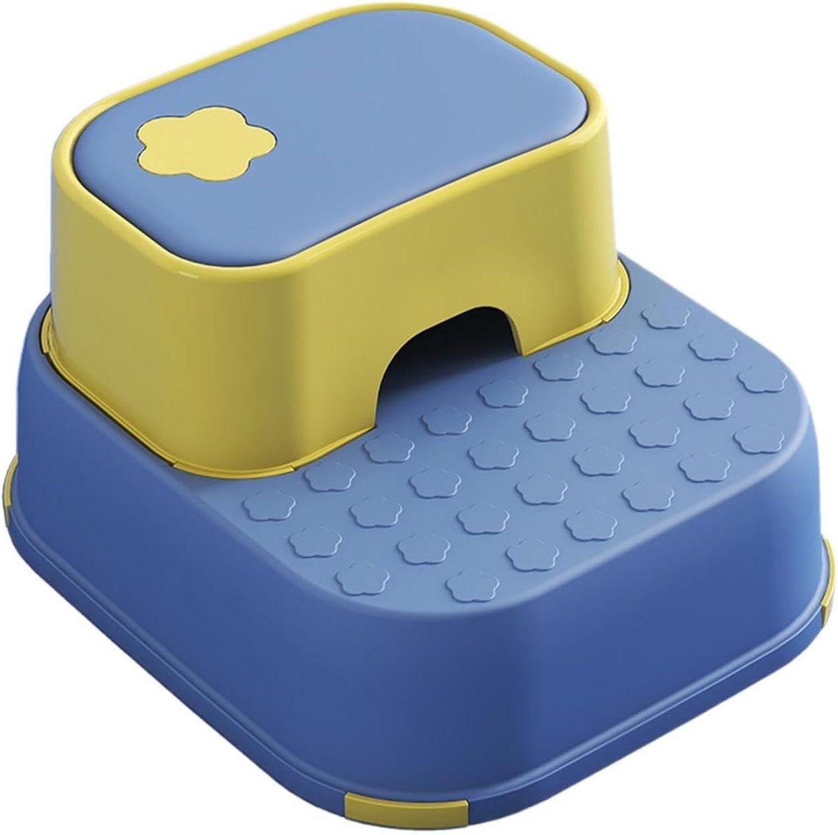 Kinder Opstapkrukje - Stapelse Krukje - Zelfstandig Wassen - Dubbele Antislip Trede - 38x33x22 cm - Wit