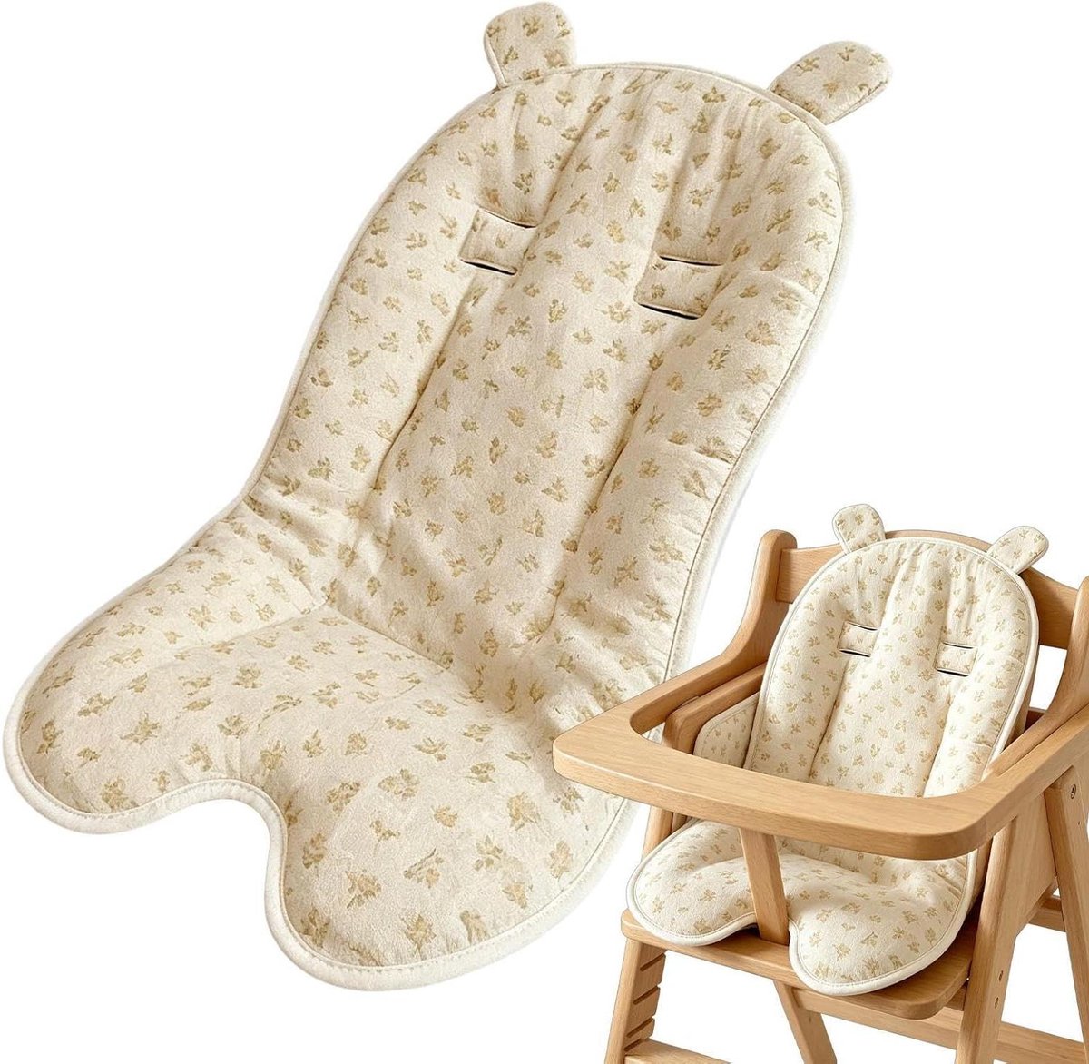 Kinderwagen Zitkussen - Inlegstuk Omkeerbaar - Reiscomfort Verhogend - Universele Pasvorm - 72x37x10cm - Wattenschijfje