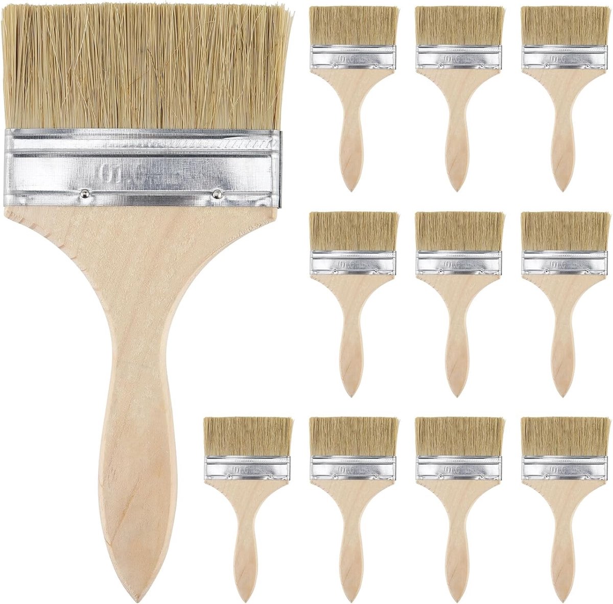 Set van 10 Verfkwasten voor Varnishing - Houten Kwasten voor Schilderen, Glazuren en Tuinieren - Ideaal voor Schilderwerk en Creatieve Projecten