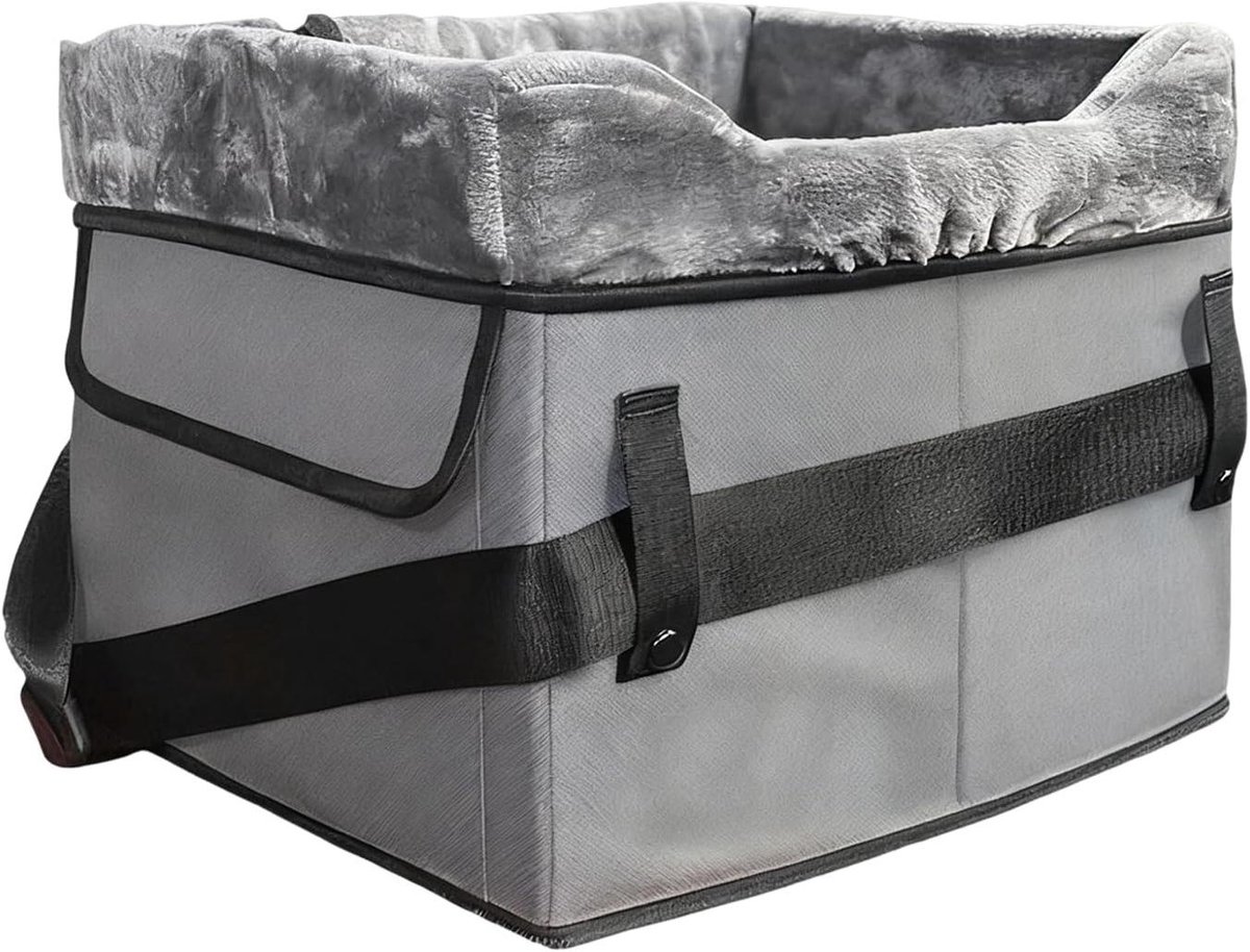 Autostoel Honden - Pup Mand - Veilig Reizen - Wasbaar Pluche - Tot 11 Kg - Grijs