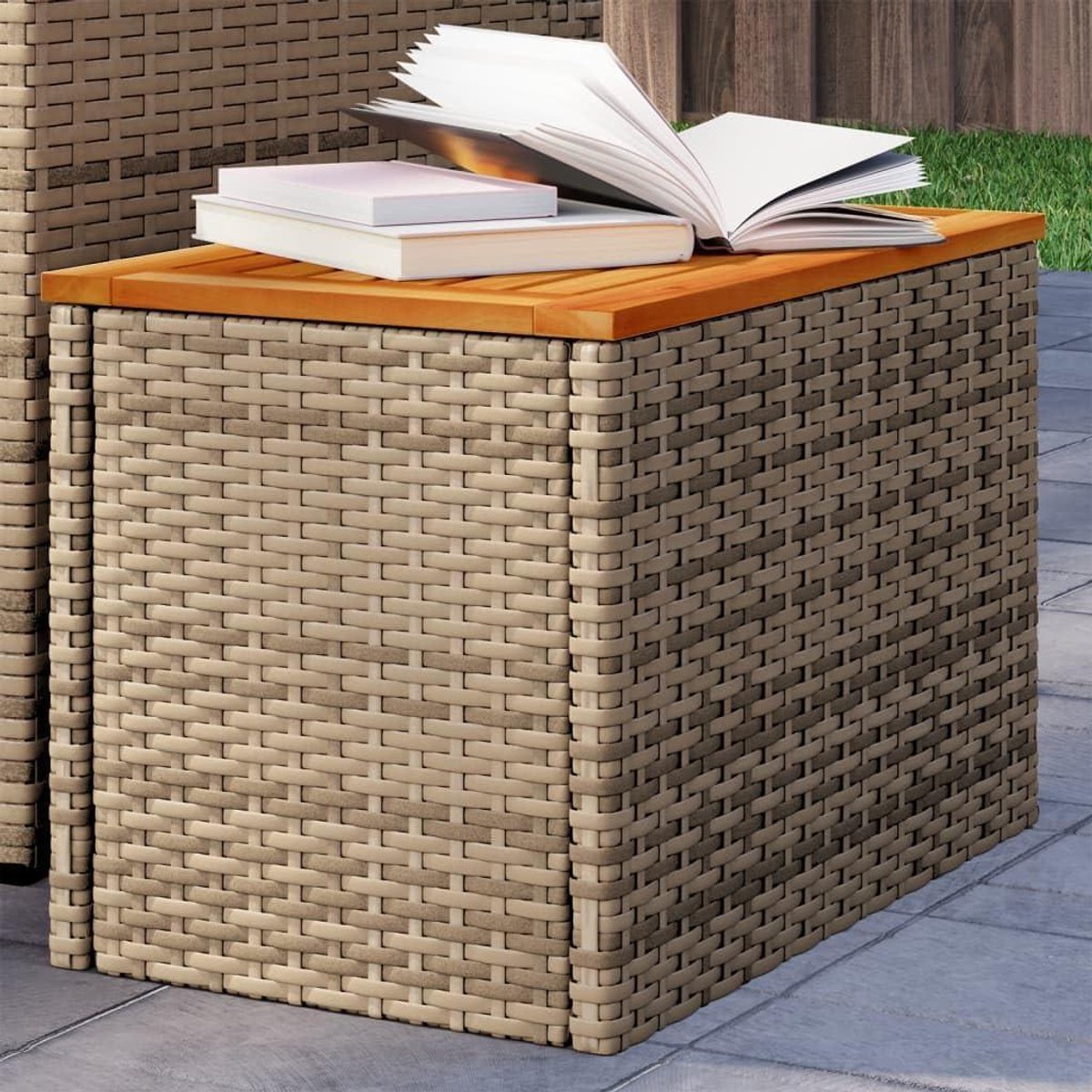 Bijzettafels Tuin - Rotan Tafels - Buiten Ontspannen - Weerbestendig Ontwerp - 55 x 34 x 37 cm - Beige