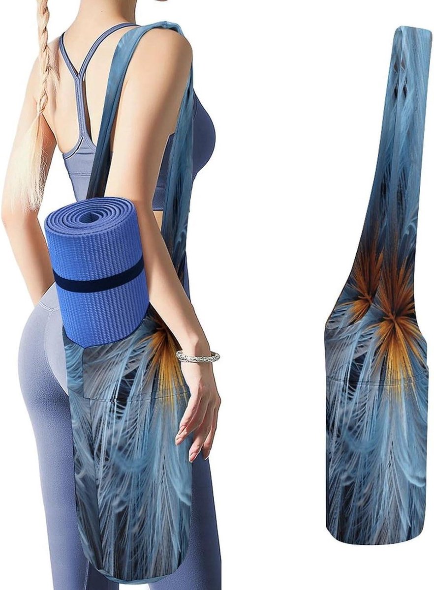 Yoga Mat Tas - Draagtas Gym - Sportbenodigdheden Opslag - Met Waterfles Zakken - 90 cm Lengte - Blauw