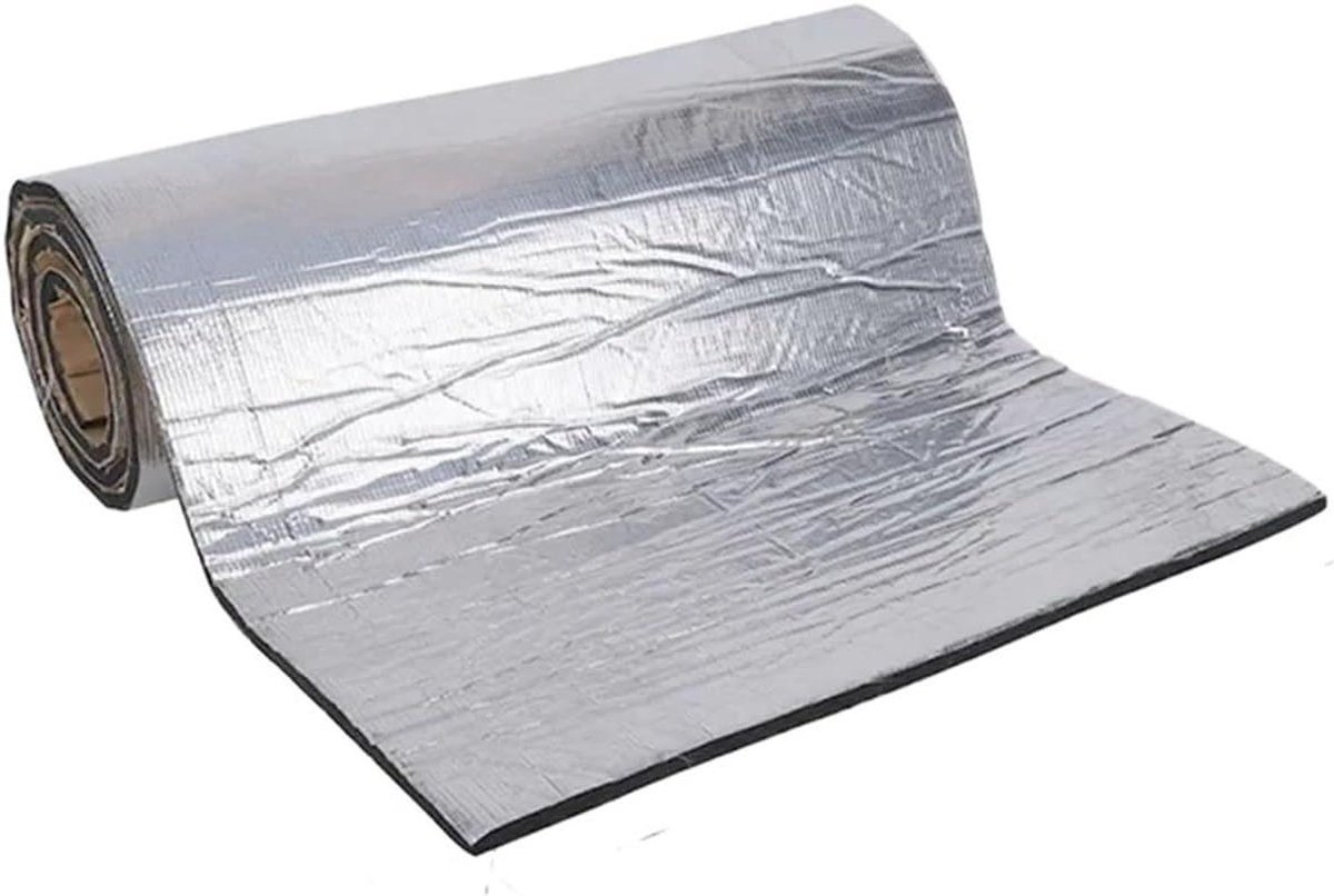 Geluidsisolatiemat - Akoestische mat Thermische mat - Geluidsreductie - Zelfklevend aluminiumschuim - 50 x 200 cm - Zilver