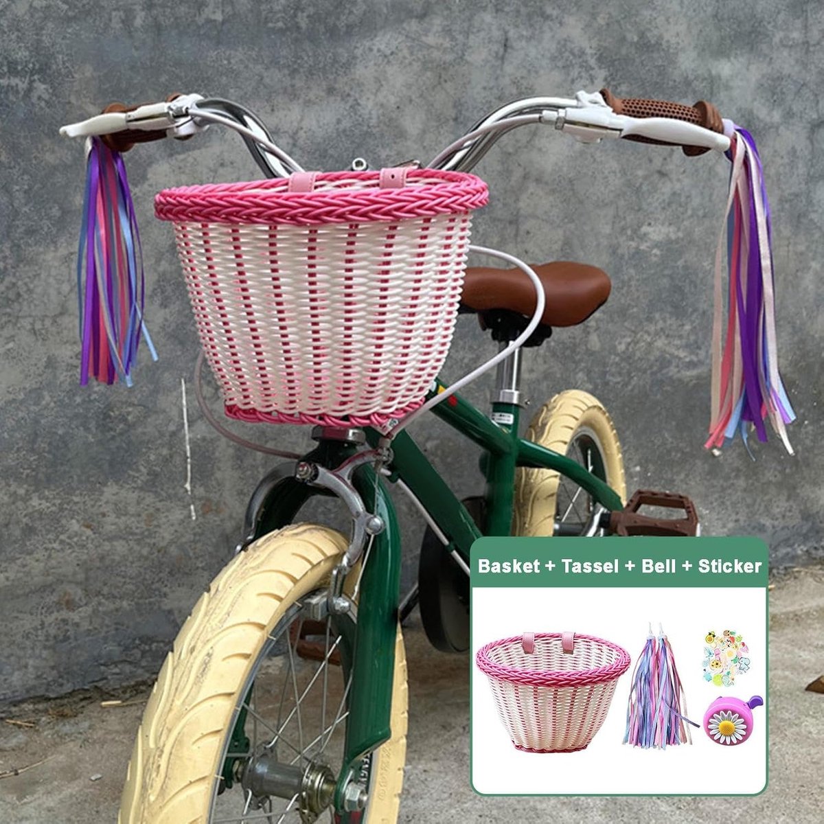 Kinder Fietsmand - Fietsmand Kinderen - Spullen Vervoeren - Inclusief Bel - 22x20x17 cm - Wit
