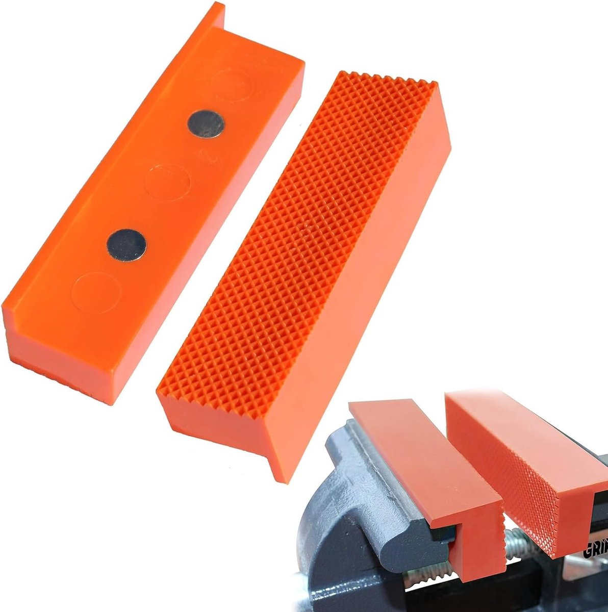 Zachte Beschermende Klemmen met Wafelpatroon, Magnetische Nylon Klemmen van 153 mm, Insteekbare Klemaccessoires voor Machine Schroeven, Ideaal voor Werkstukbescherming, Oranje, 1 Paar