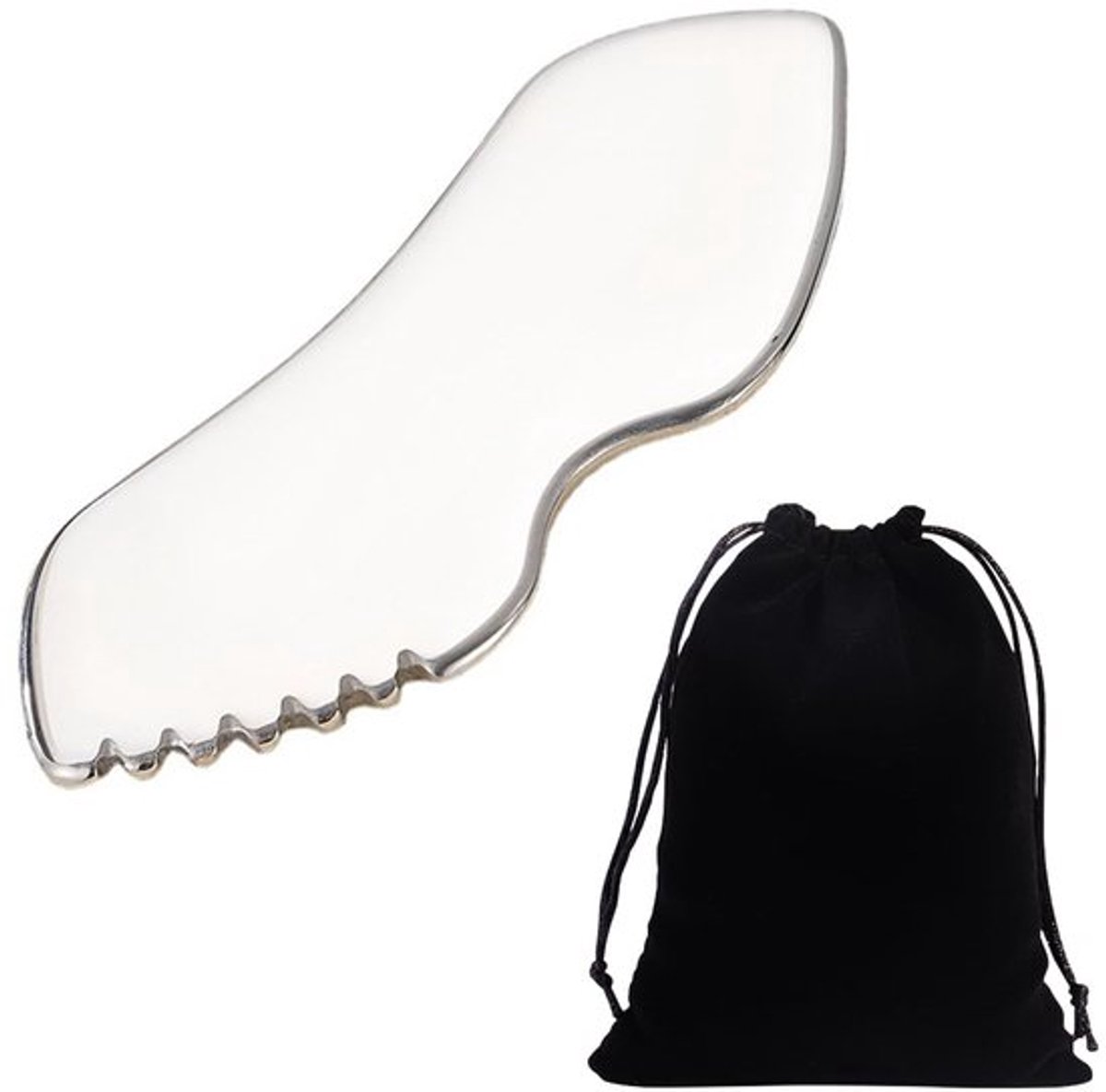 Gua Sha - Roestvrij staal - Ideaal voor spierontspanning - Zilver - Massageapparaat - Draagbaar en effectief - Geschikt voor welzijn - 10...