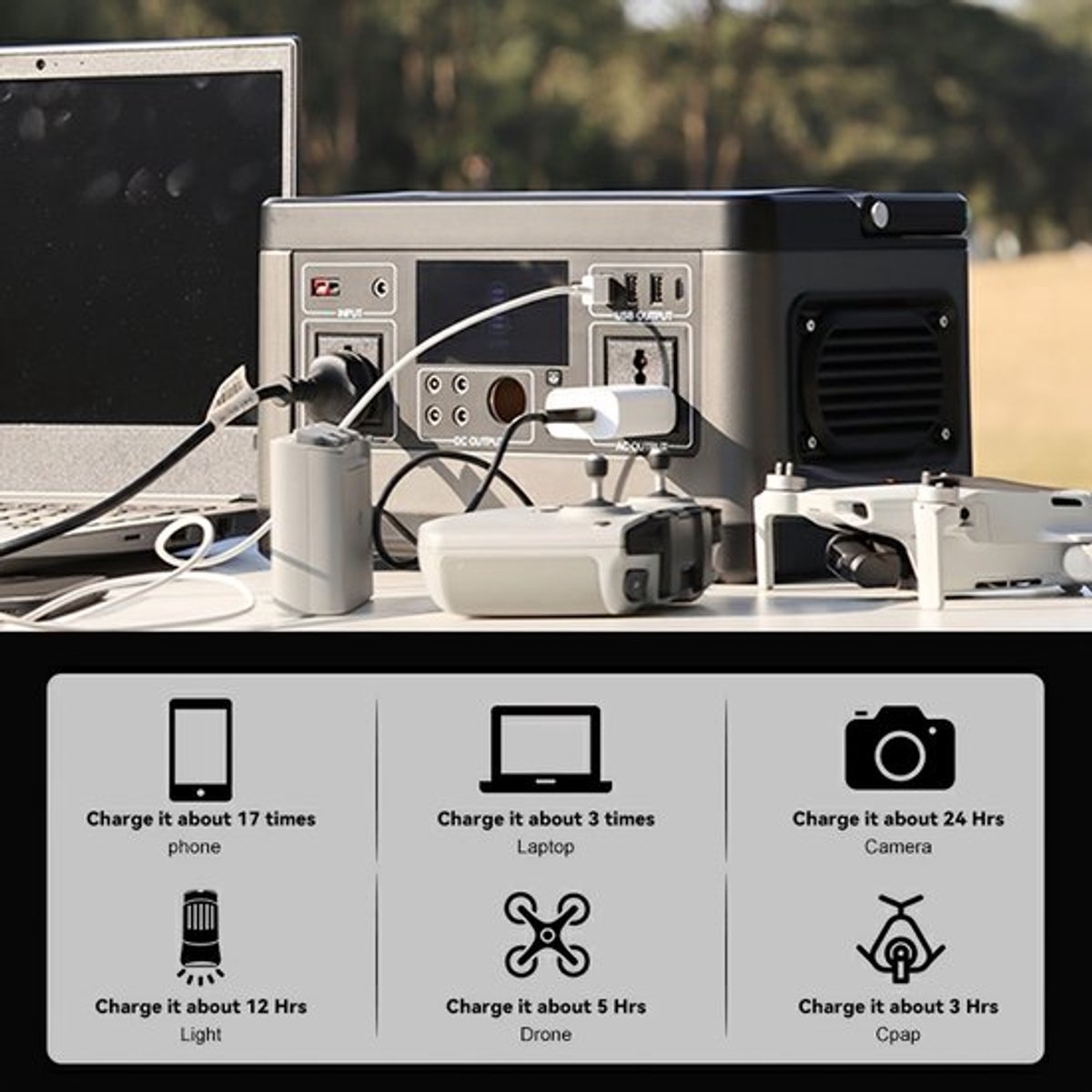 Draagbare Power Station – Mobiele Accu – Externe Batterij – Outdoor Generator – 500W Uitgang – 520Wh Lithium Batterij