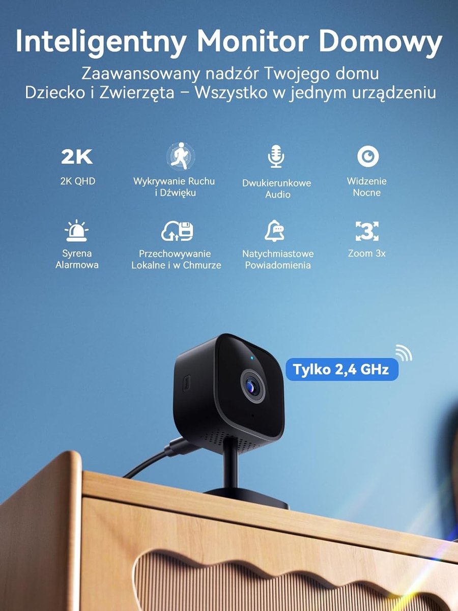 Petcam - Zwart - Interne Wifi Camera - 2K 3MP Resolutie - Met Nachtzicht en Bewegingsdetectie voor Thuisgebruik