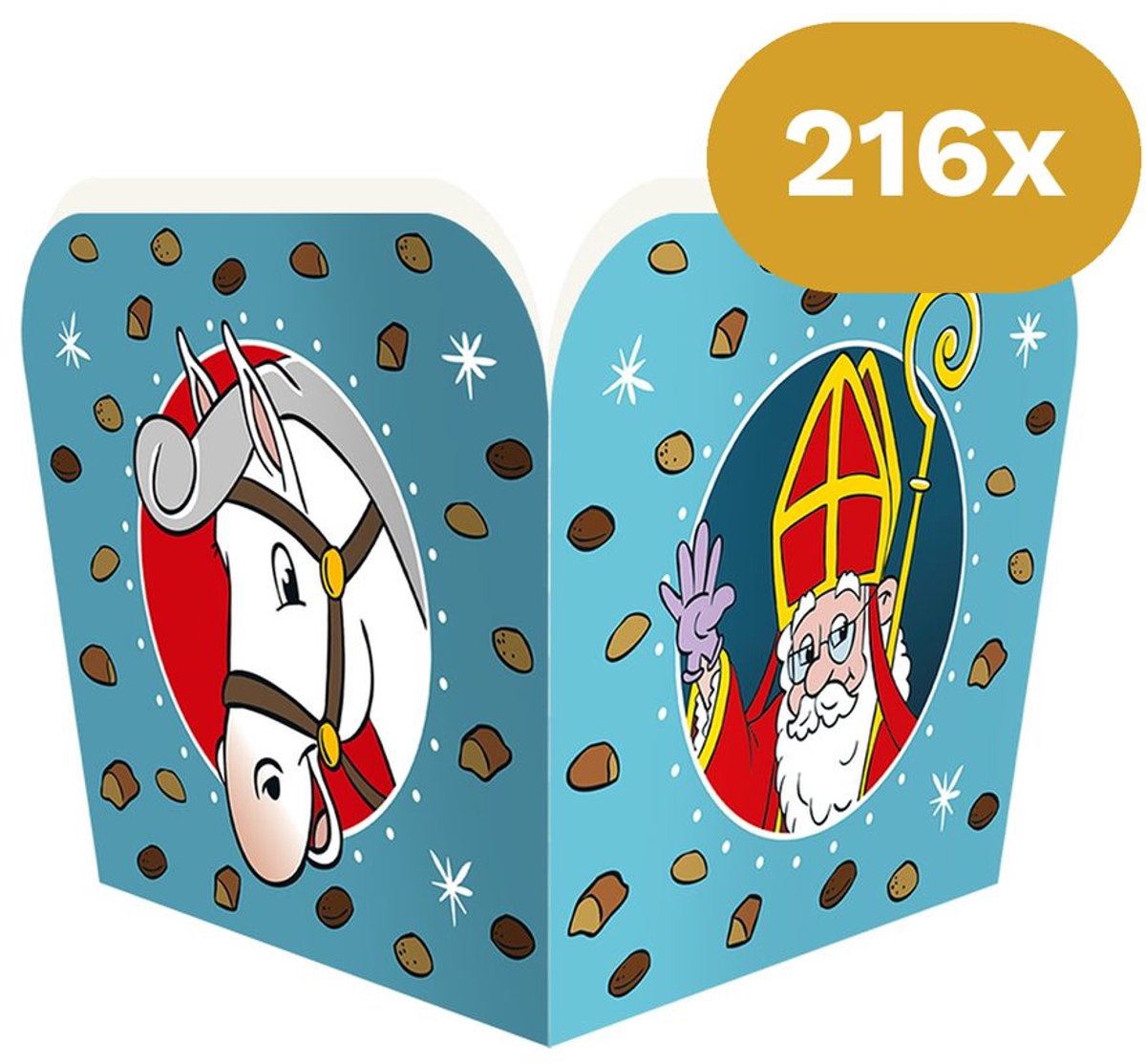 216x Sinterklaas Snackboxes 7x7x7cm - Traktatie Doosjes Sint & Paard - Uitdeel Cadeaudoosjes