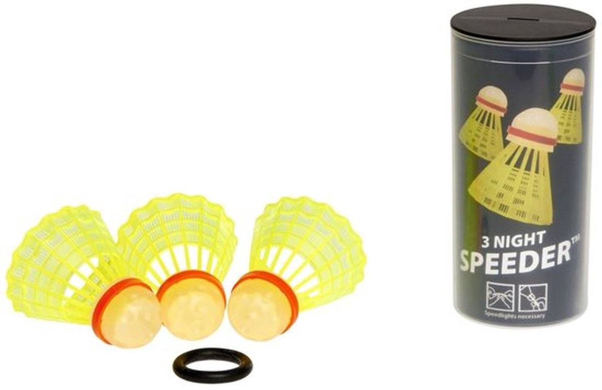 Speedbadminton Ballen 3-pack - Lichtgevende Ballen - Crossminton - Innovatief Vrijetijdsplezier - Spel in Schemering - Inclusief Windring - Speeders