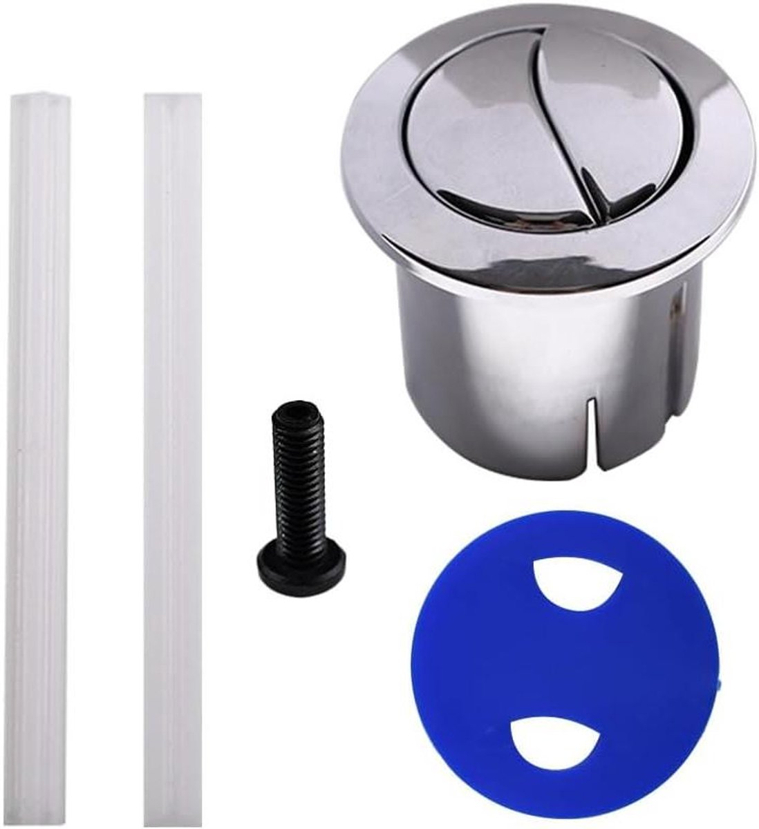 Dubbele Spoelknop - Toiletknop WC - Water Besparen - Compatibel met D1D - 40 mm - Zilver