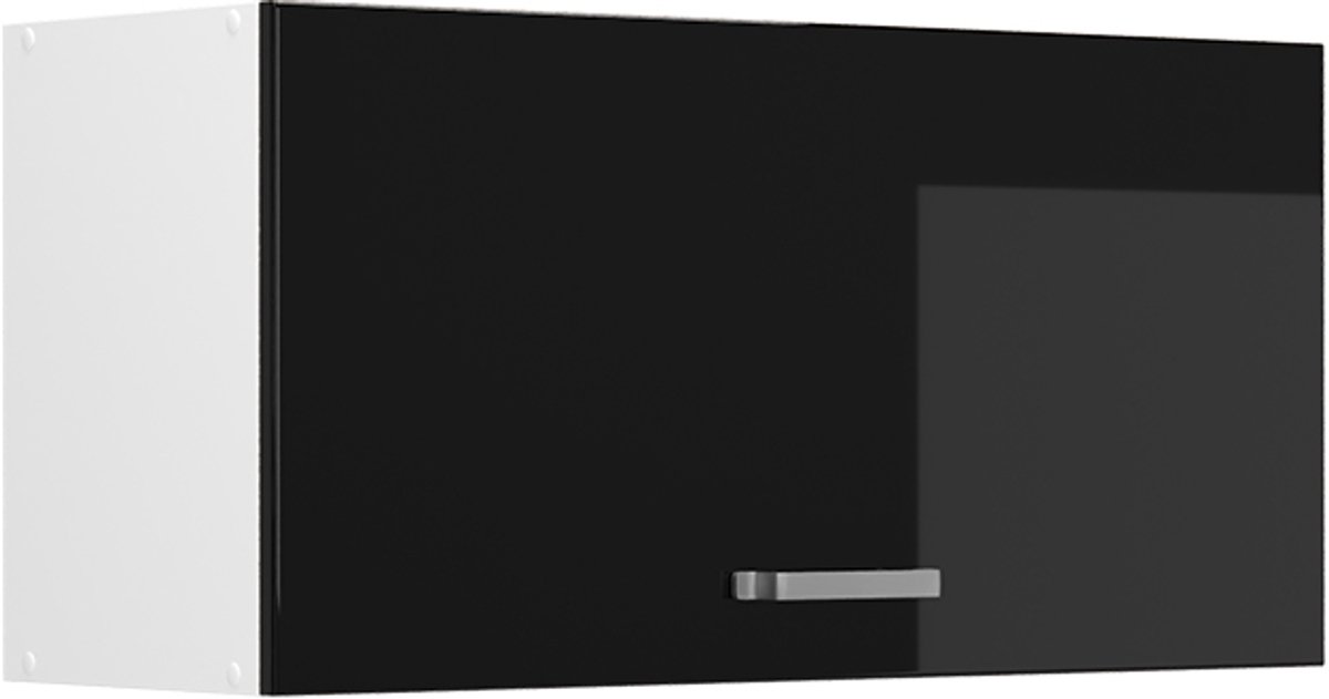 Vicco Hangkast R-Line, Zwart hoogglans/Wit, 80 cm Plat