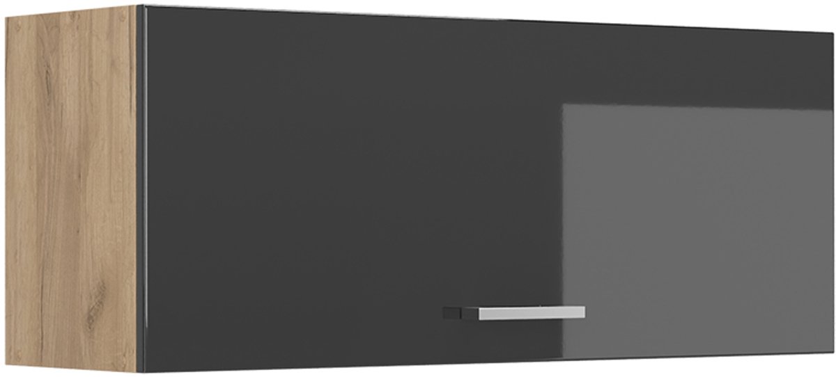 Vicco Hangkast R-Line, Antraciet Hoogglans/Goudkleurig Eiken, 100 cm Plat