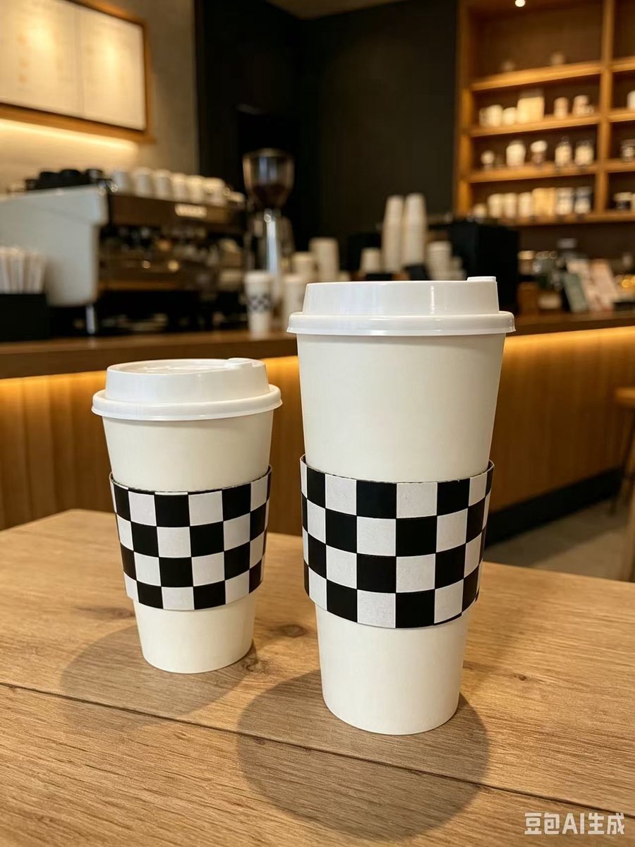 ATXANC Wegwerp Koffiebeker Sleeves Zwart-Wit Geruit – 100 Stuks – Kartonnen Bekerhoezen – Warmte-isolerend – Geschikt voor Koffiebekers Ø90-95 mm