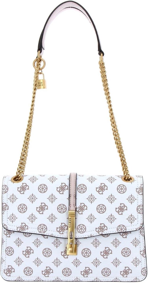 Schoudertas Dames - Handtas - Dagelijks Gebruik - Grote Logo Print - 27.5 cm Breed - Wit