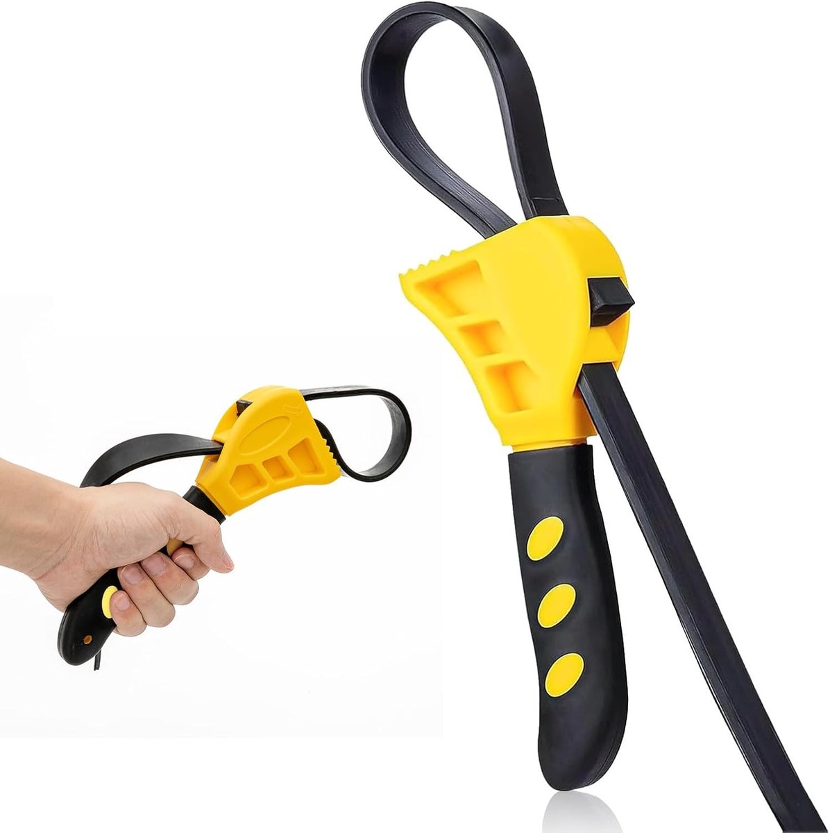 Bobypet - Verstelbare Riem Pottenopener - Multifunctionele Flesopener met Rubberen Band voor Zwakke Handen en Senioren - Eenvoudige Dekselopener voor Keuken en Kamperen -Geel