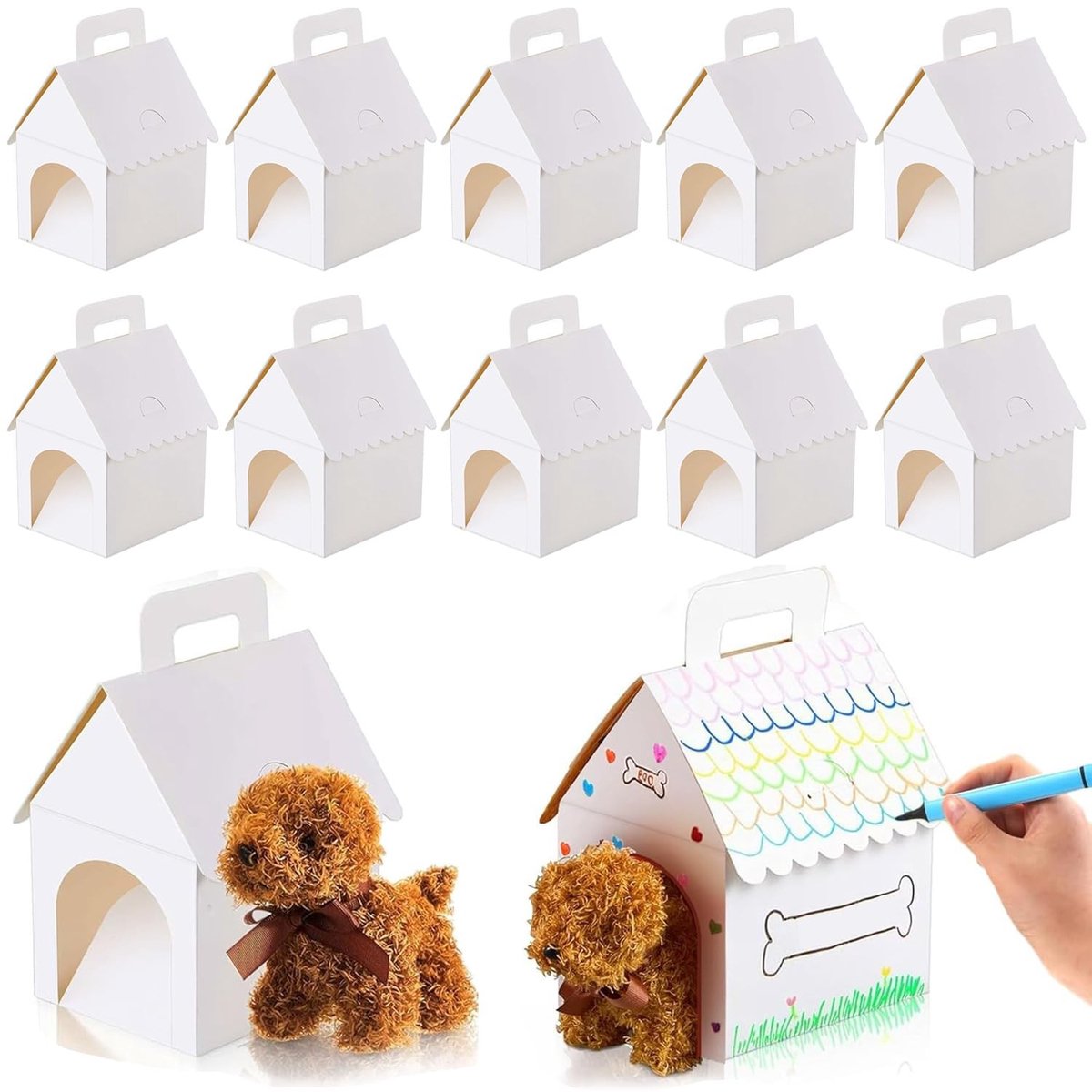 Omgoods - Set van 10 Lege Geschenkdozen in Huisvorm voor Feestjes