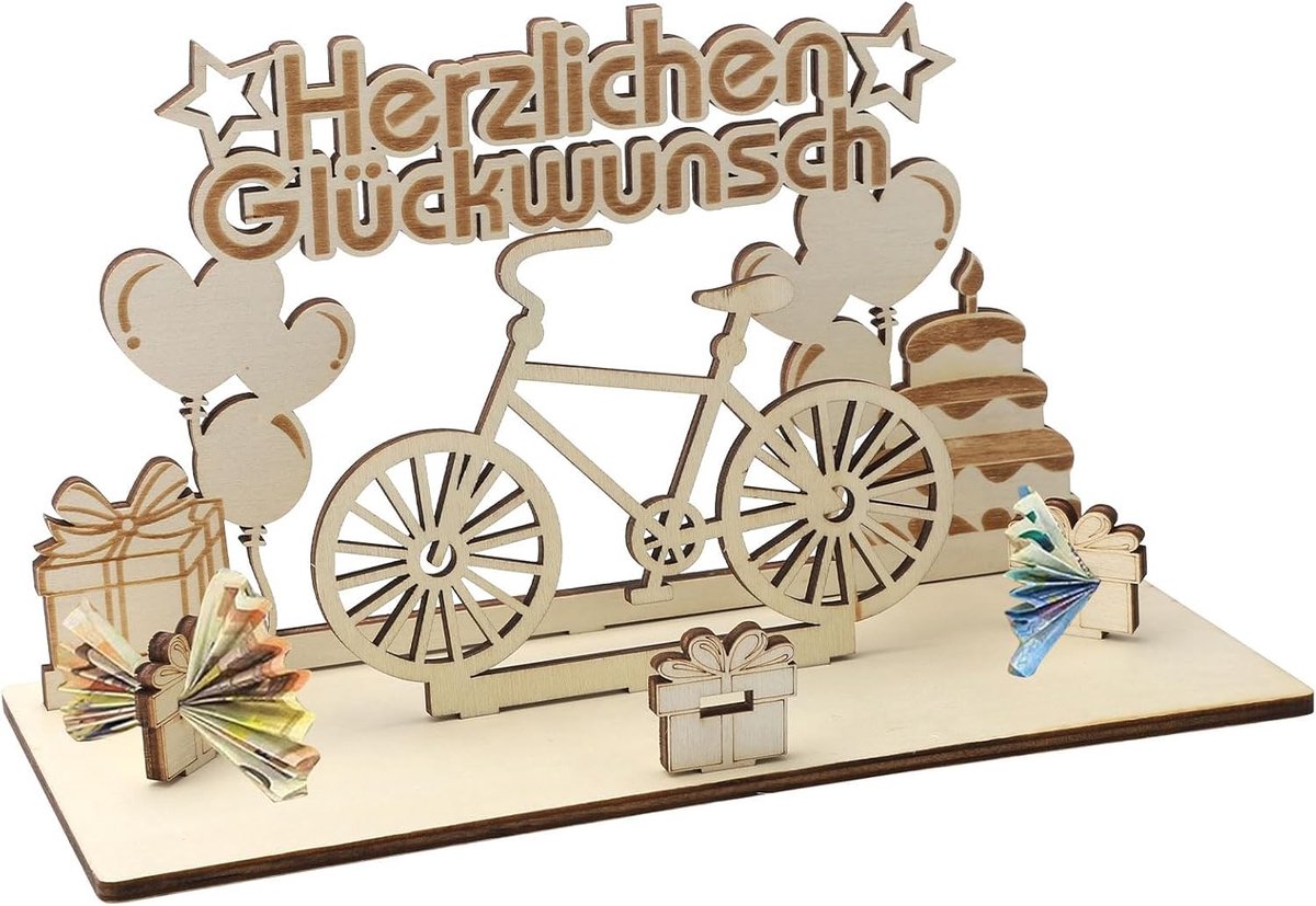 Unieke Fiets Geld Cadeau Decoratie voor Verjaardagen | Houten Geschenken voor Fietsers, Originele Cadeau-ideeën voor Vrienden en Familie
