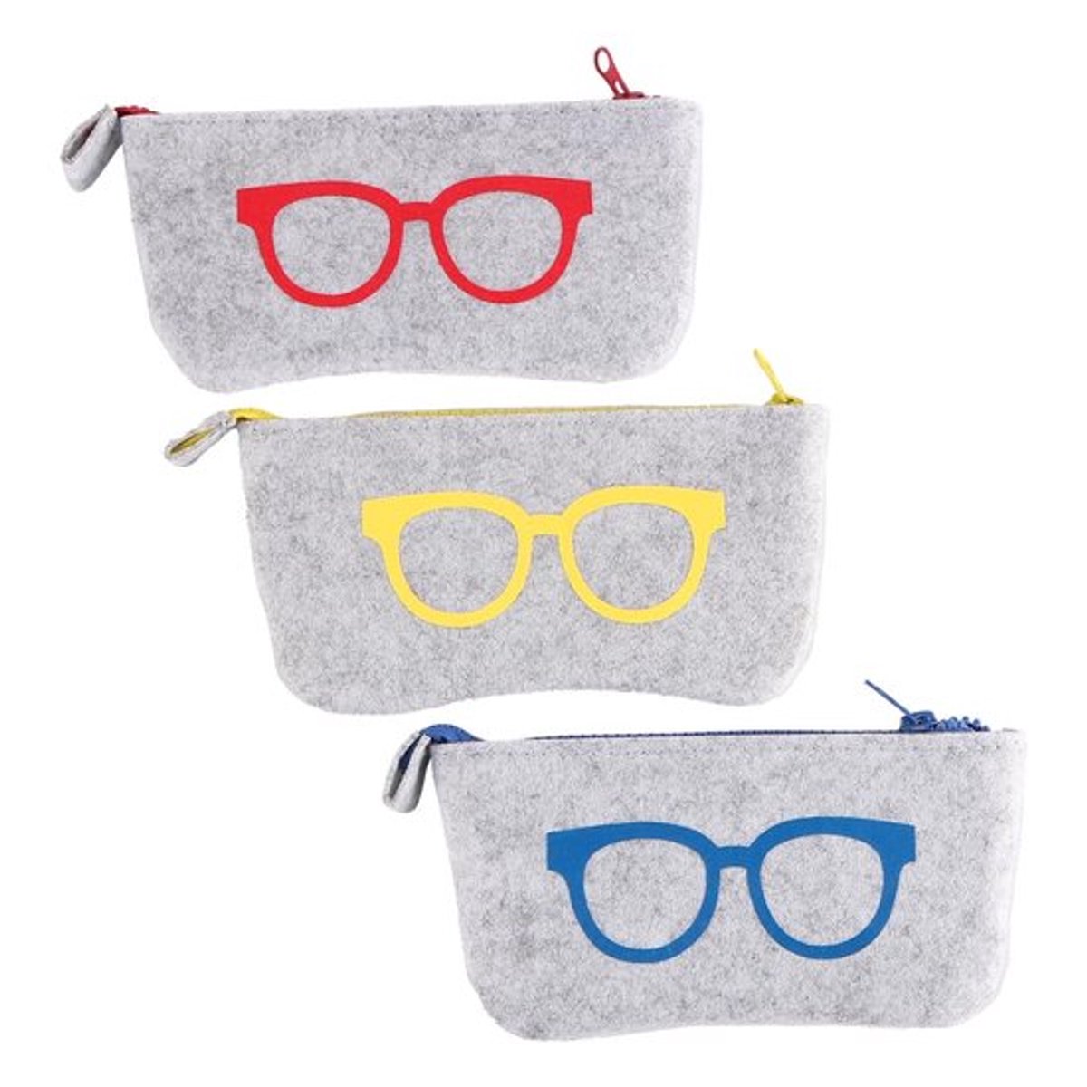 Brillenkoker Draagbaar - 3PCS Set - Anti-Kras - Vilt - Rood/Geel/Blauw - 18x9x0.2CM - Brillenetui