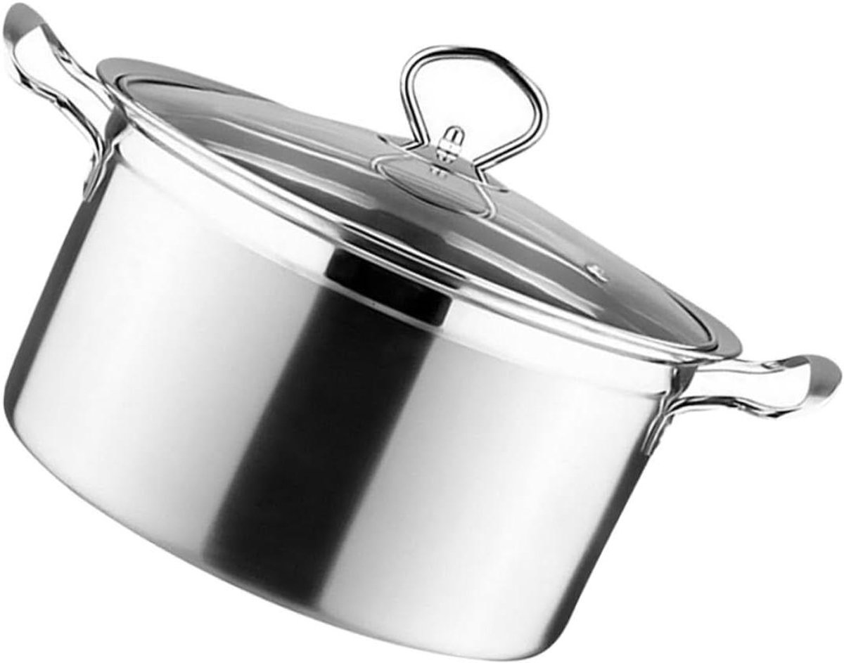 Roestvrijstalen Soeppan - Kookpot Stoofpan - Maaltijden Bereiden - Hitteverdelende Bodem - 24x13CM 5L - Zilver