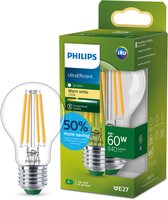 Philips Ultra Efficient LED lamp Transparant - 60 W - E27 - Warmwit licht