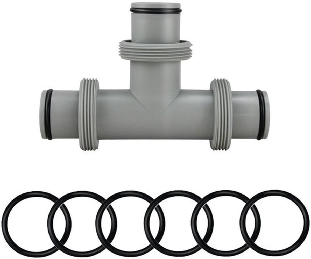 Zwembadadapter - T-stuk verlenging - Hoogwaardige kunststof - 38 mm - Slangconnector - Geschikt voor Intex Bestway Coleman - Grijs