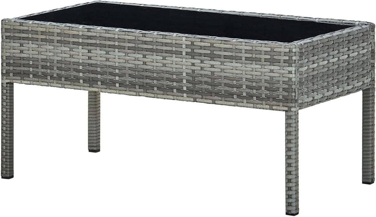 Tuintafel Polyrotan - Buitentafel Terrastafel - Buiten Ontspannen - Onderhoudsvriendelijk Materiaal - 80 x 40 x 9 cm - Grijs