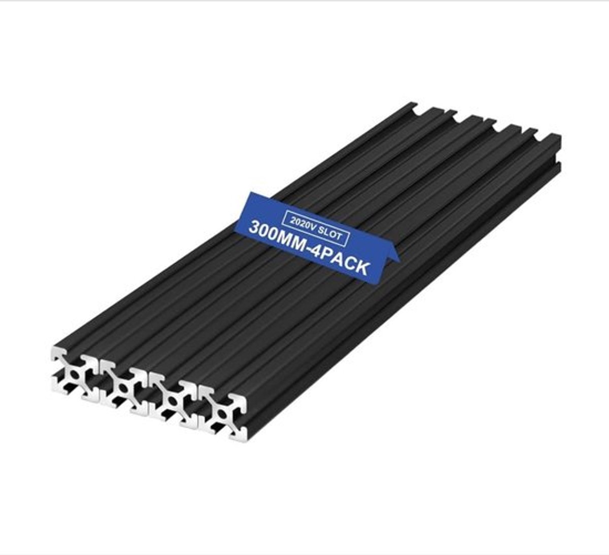 Lineaire Rail Geanodiseerd - 4 Stuks - 300 mm - Aluminium Profielen - V-Slot 2020 - Voor 3D-Printers/CNC-Machines - Aluminium Profiel
