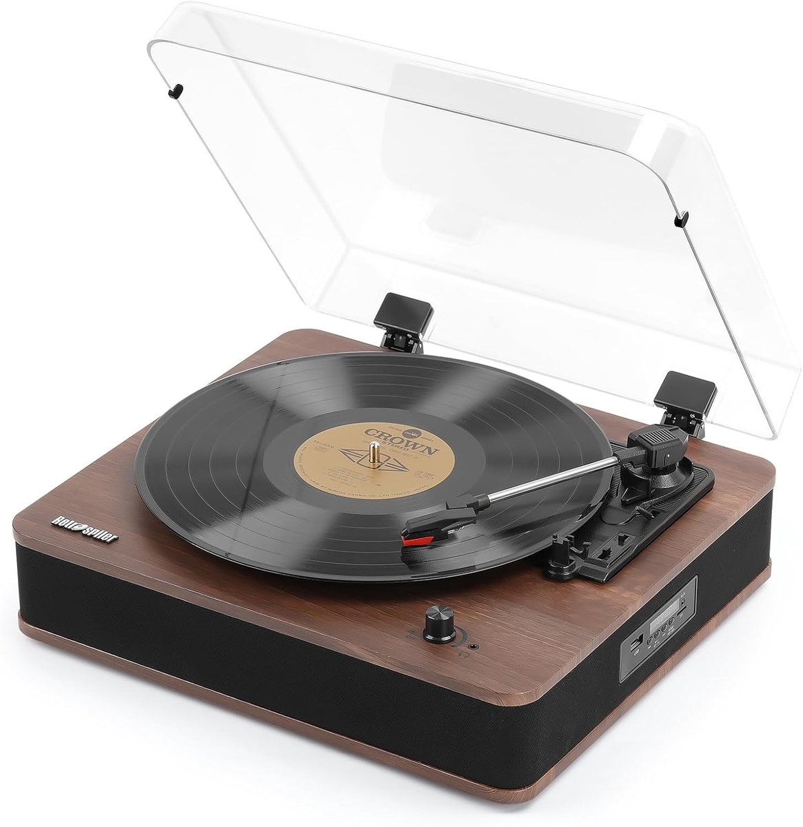 Platenspeler - Walnoot - All-in-one met Bluetooth en ingebouwde luidsprekers - Voor Vinyl- en Muziekliefhebbers
