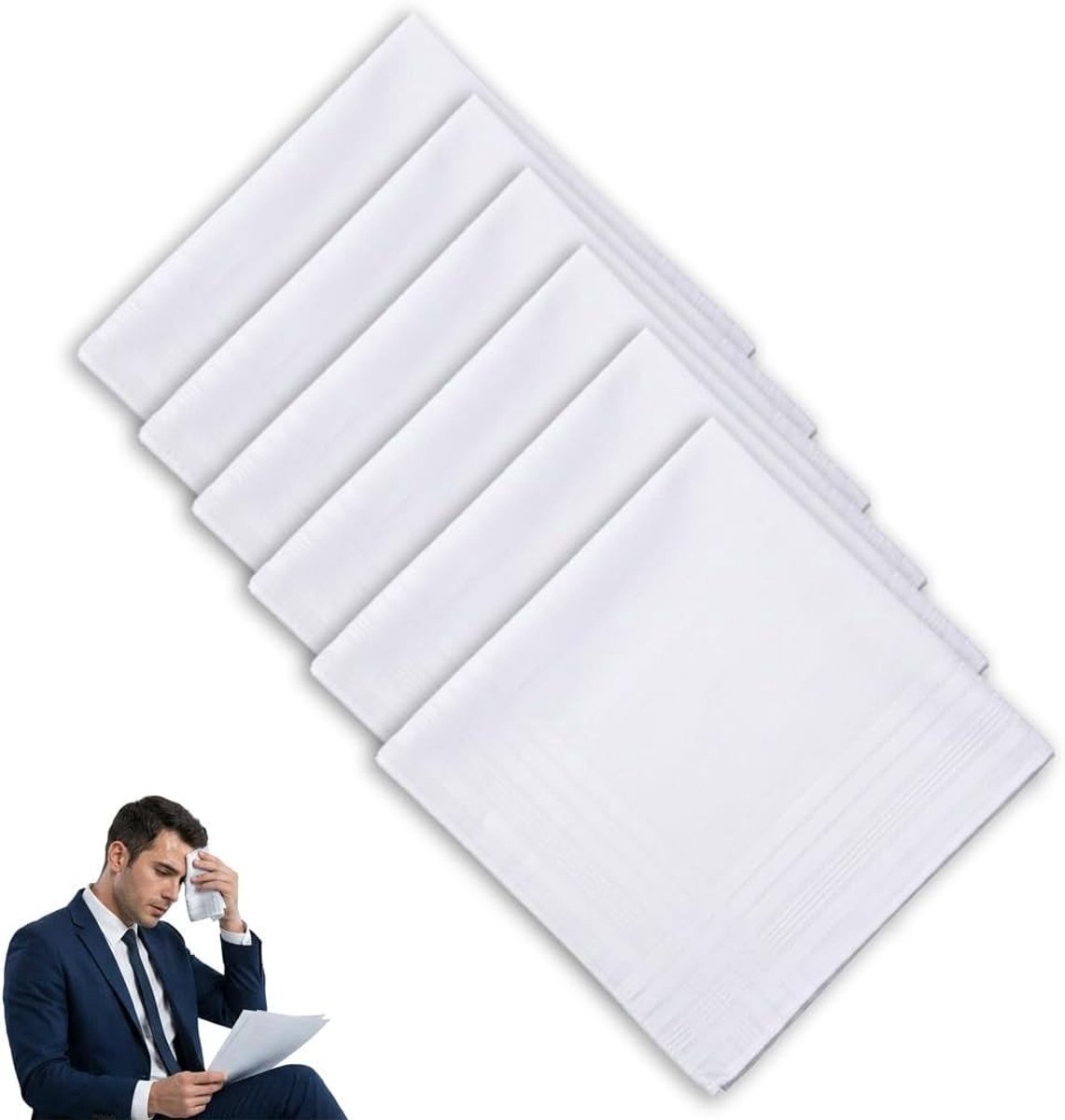 Stoffen Zakdoeken voor Heren - Wit - 40 x 40 cm - Zacht Biologisch Katoen - Voor Dames en Heren