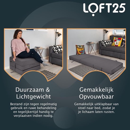 Opvouwbare Matras - Z Bed Futon - Gast en Logeer - Waterbestendig - 198 x 66 cm - Donkergrijs — afbeelding 4